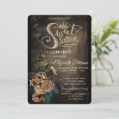 Glitter Tiara Bruin Rozen Gotisch Zoet 16 Kaart (Staand voorkant)