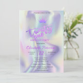 Glitter Tiara Holographic 21st Birthday Party Kaart (Staand voorkant)