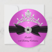 Glitter Tiara Hot Pink Diamond Bow 2 Kaart (Voorkant)