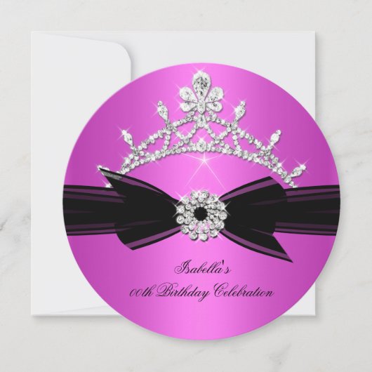 Glitter Tiara Hot Pink Diamond Bow 2 Kaart (Voorkant)