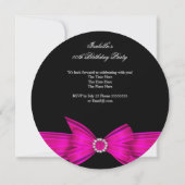 Glitter Tiara Hot Pink Diamond Bow Birthday Party Kaart (Achterkant)