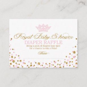 Glitter Tiara Royal Princess Luier Raffle Ticket Informatiekaartje