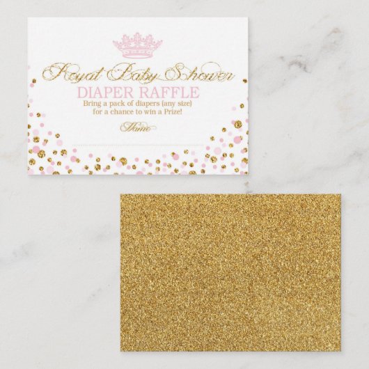 Glitter Tiara Royal Princess Luier Raffle Ticket Informatiekaartje (Voorkant / Achterkant)