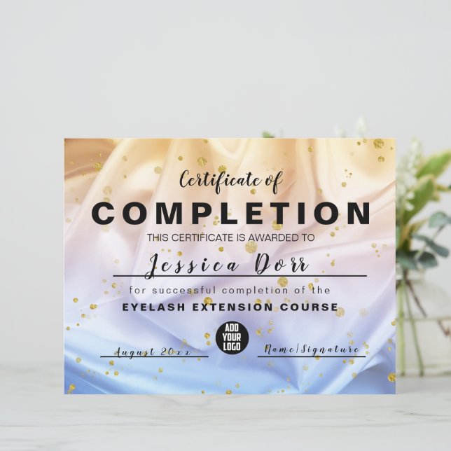 Glitter-toekenningscertificaat voor blauwe en goud (Staand voorkant)