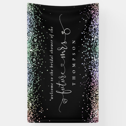 Glitter Toekomst Mrs Welcome Vrijgezellenfeest Zwa Spandoek (Verticaal)