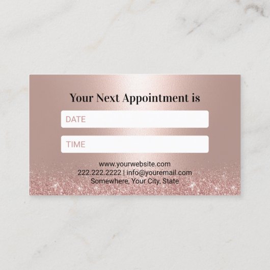 Glitter Tooth Roos Gold Dentist Benoeming Afsprakenkaartje (Achterkant)