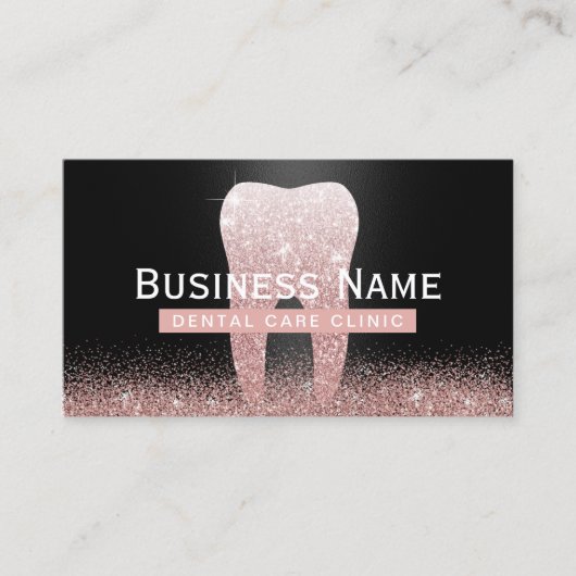 Glitter Tooth Roos Gold Dentist Benoeming Afsprakenkaartje (Voorkant)