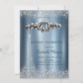 Glitter Tower Confetti ballonnen Blauw Metallic 40 Kaart (Voorkant)