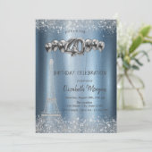 Glitter Tower Confetti ballonnen Blauw Metallic 40 Kaart (Staand voorkant)