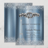 Glitter Tower Confetti ballonnen Blauw Metallic 40 Kaart (Voorkant / Achterkant)