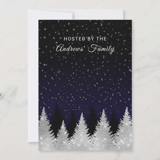 Glitter Trees Holiday Party Kaart (Achterkant)