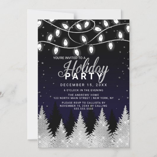 Glitter Trees Holiday Party Magnetische Uitnodiging (Voorkant)