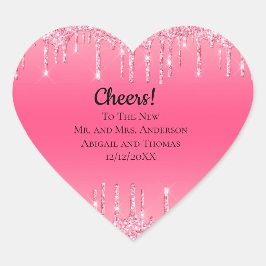 Glitter Trendy Wedding Hart Sticker (Voorkant)