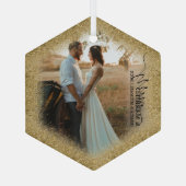 Glitter Trim voor huwelijksfeest Glas Ornament (Achterkant)