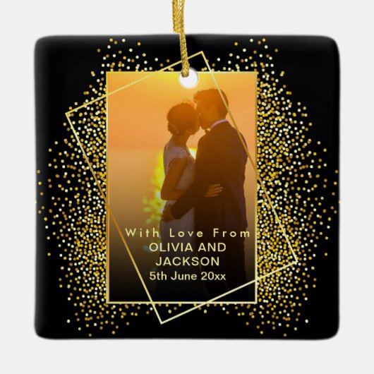 Glitter Trim voor huwelijksfeest Keramisch Ornament (Voorkant)