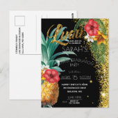 Glitter Tropical Flowers Graduparty Briefkaart (Voorkant / Achterkant)