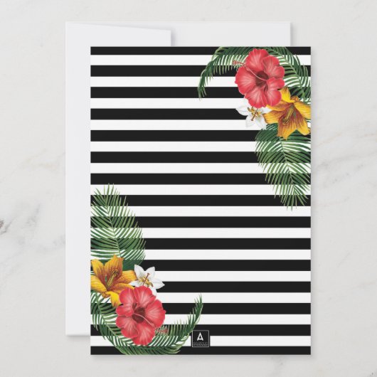 Glitter Tropical Flowers Graduparty Kaart (Achterkant)