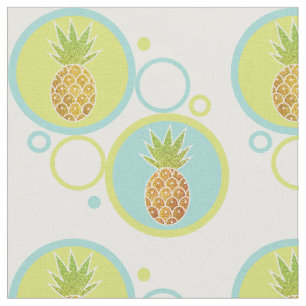 Glitter Tropische ananas met 60s cirkelpatroon pat Stof
