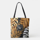Glitter Tropische Bloemen Tote Bag (Achterkant)