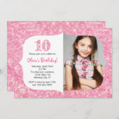 Glitter Ttiende verjaardag Uitnodiging (Voorkant / Achterkant)