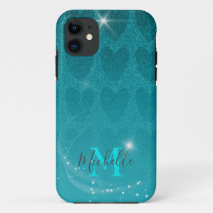 Glitter Turqouise harten Hoesje-Mate iPhone C Case-Mate iPhone Case