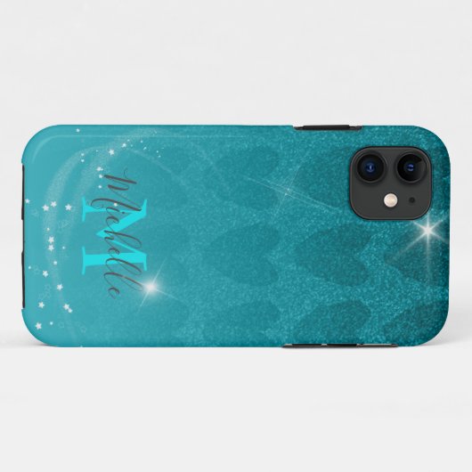 Glitter Turqouise harten Hoesje-Mate iPhone C Case-Mate iPhone Case (Achterkant (horizontaal))
