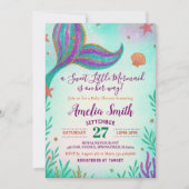 Glitter Turquoise Baby Meisje Zeemeermin Baby show Kaart (Voorkant)