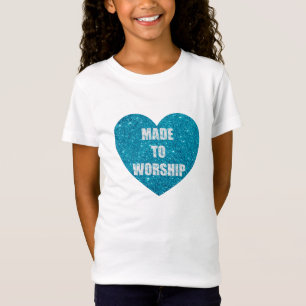 Glitter Turquoise Heart "made to Worship" T-shirt