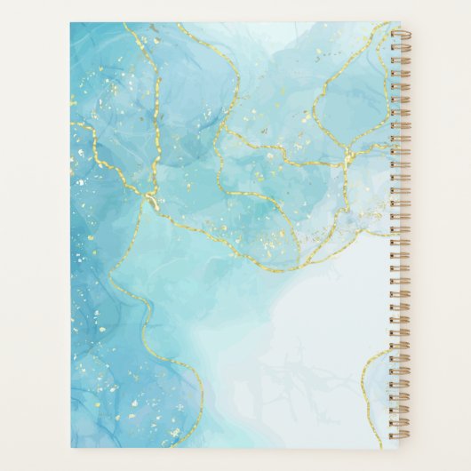 Glitter & Turquoise Marble Custom Name 2026 Planner (Achterkant)