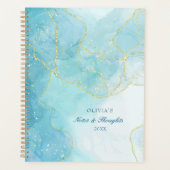 Glitter & Turquoise Marmer Aangepaste Naam 2026 Planner (Voorkant)