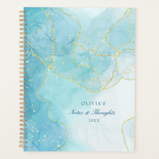 Glitter & Turquoise Marmer Aangepaste Naam 2026 Planner (Voorkant)