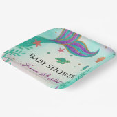 Glitter Turquoise Zeemeermin Baby shower Papieren Bordje (Gebogen)