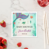 Glitter Turquoise Zeemeermin Baby shower Servet (Insitu)