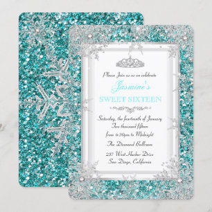 Glitter Turquoise Zilver Winter Wonderland Sweet 1 Kaart