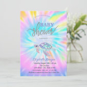 Glitter Turtle Tie Dye Baby shower Kaart (Staand voorkant)