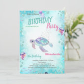 Glitter Turtle Zee Zomer Verjaardagsfeestje Kaart (Staand voorkant)