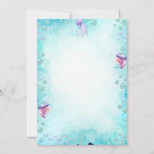 Glitter Turtle Zee Zomer Verjaardagsfeestje Kaart (Achterkant)