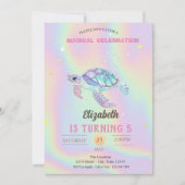 Glitter Turtle Zomer Holografische Verjaardag Kaart (Voorkant)