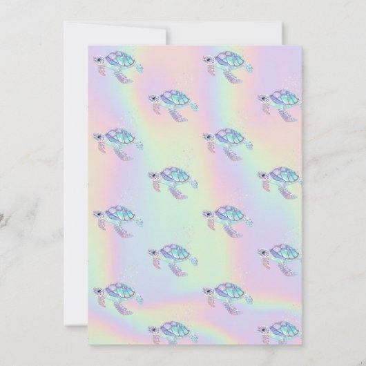 Glitter Turtle Zomer Holografische Verjaardag Kaart (Achterkant)