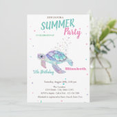 Glitter Turtle Zomer Verjaardag Kaart (Staand voorkant)