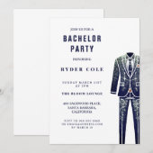 Glitter Tux Bachelor Party Uitnodigen Kaart (Voorkant / Achterkant)