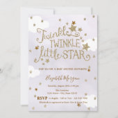 Glitter Twinkle Little Star Lavender Baby Shower Kaart (Voorkant)