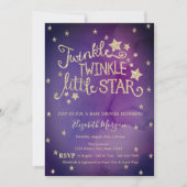 Glitter Twinkle Little Star Violet Baby shower Kaart (Voorkant)