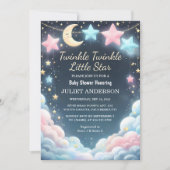Glitter Twinkle Twinkle Little Star Baby shower Kaart (Voorkant)