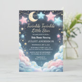 Glitter Twinkle Twinkle Little Star Baby shower Kaart (Staand voorkant)