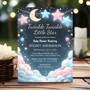 Glitter Twinkle Twinkle Little Star Baby shower Kaart