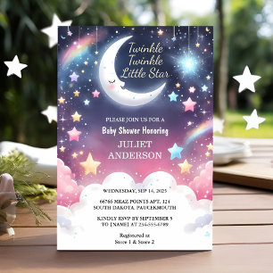Glitter Twinkle Twinkle Little Star Baby shower Kaart