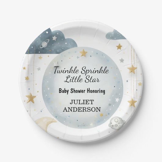 Glitter Twinkle Twinkle Little Star Baby shower Papieren Bordje (Voorkant)