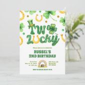 Glitter Two Lucky St Patrick 2nd Birthday Kaart (Staand voorkant)