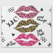 Glitter typografie afdrukken met lippenpatroon cadeaupapier (Vlak)